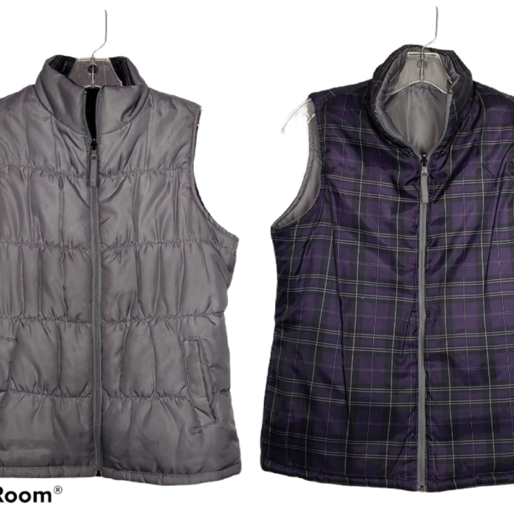 Gray Reversible Puffy Vest